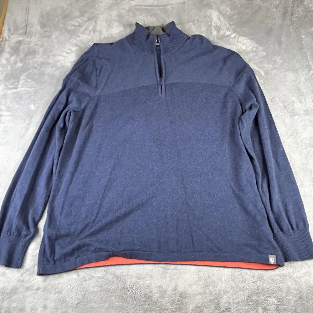 The North Face‎ Sweater Mens 2XL Navy Quarter Zip Mock Neck Wool Blend Pullover